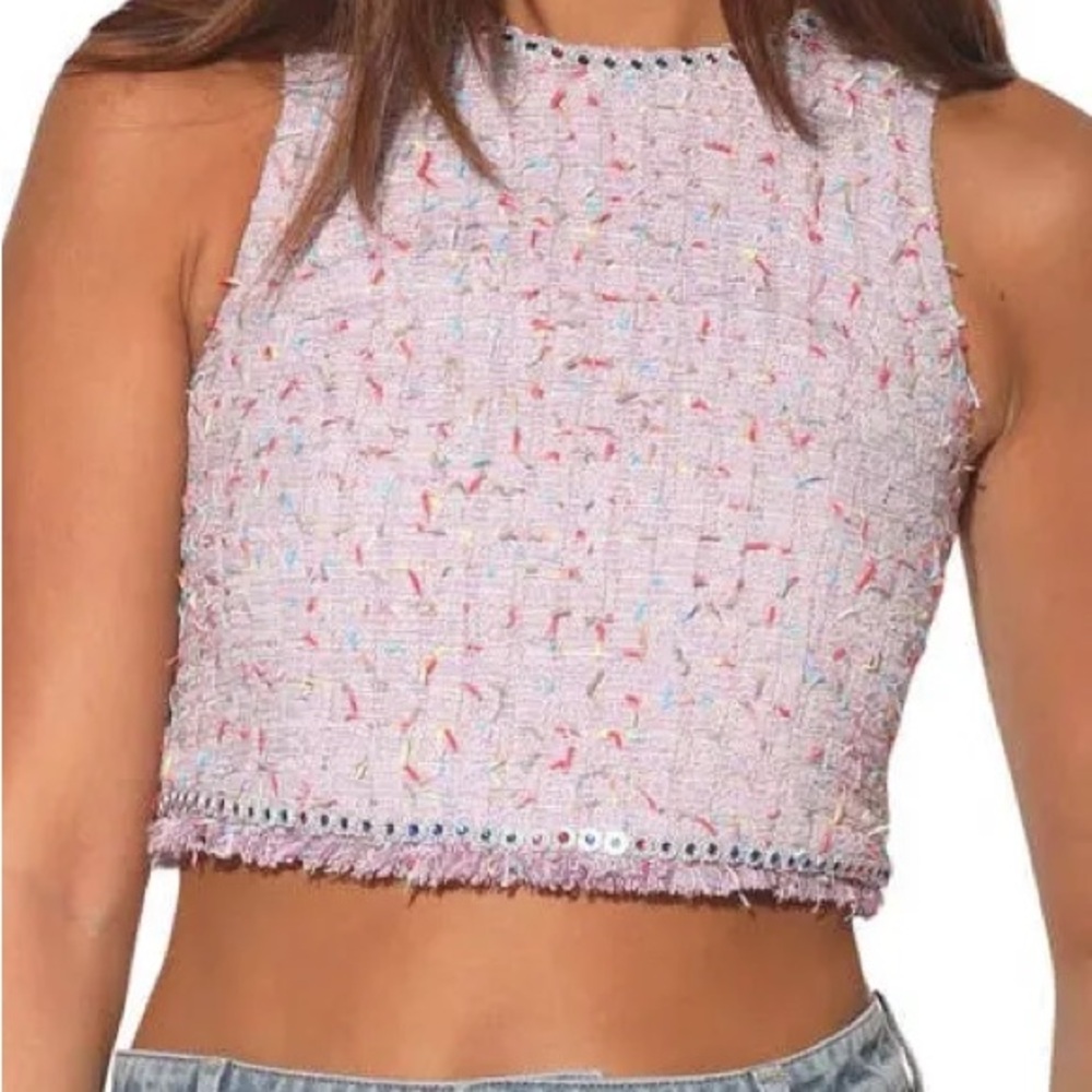 New with tag. Walter Baker Purple Tweed Crop Top.